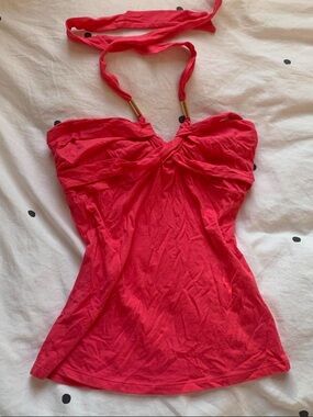 Victoria's Secret Hot Pink Halter Ruched Tank